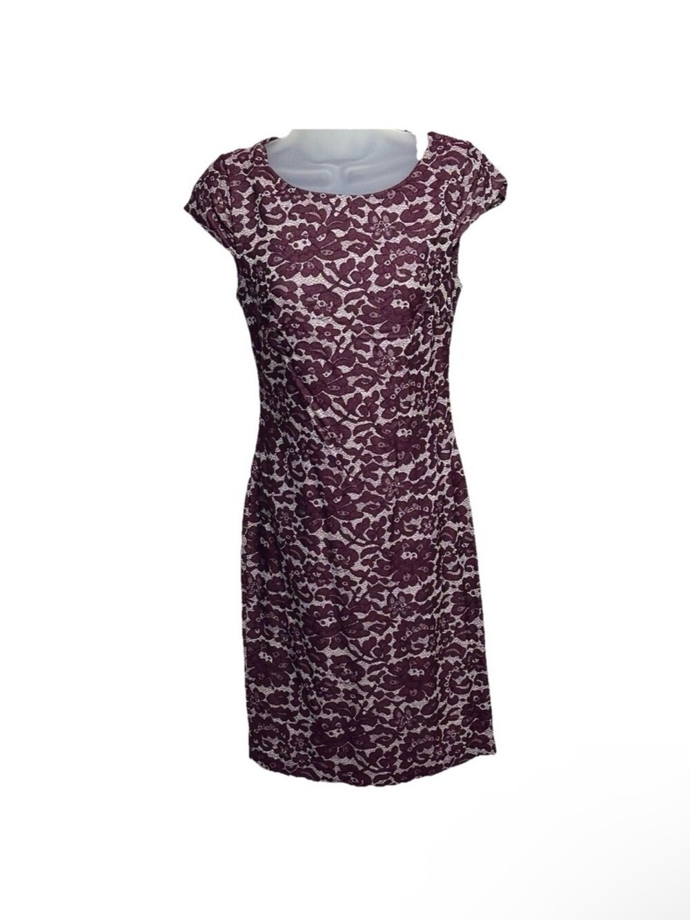 Tommy Hilfiger Burgundy Floral Lace Dress Women’s Size 2 Stretch Romantic